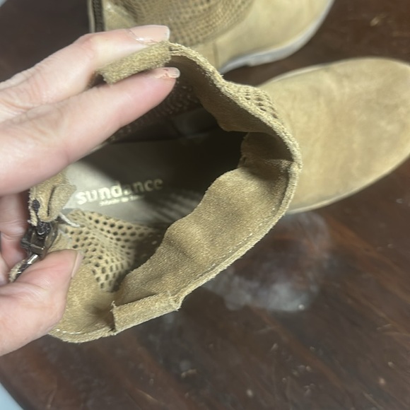 Sundance Greta suede perforated ankle boots booties 39 western - Picture 3 of 4